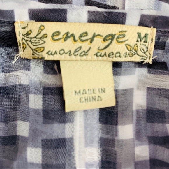 Energe / Sheer Black White Yellow Butterfly Top - Picture 8 of 8